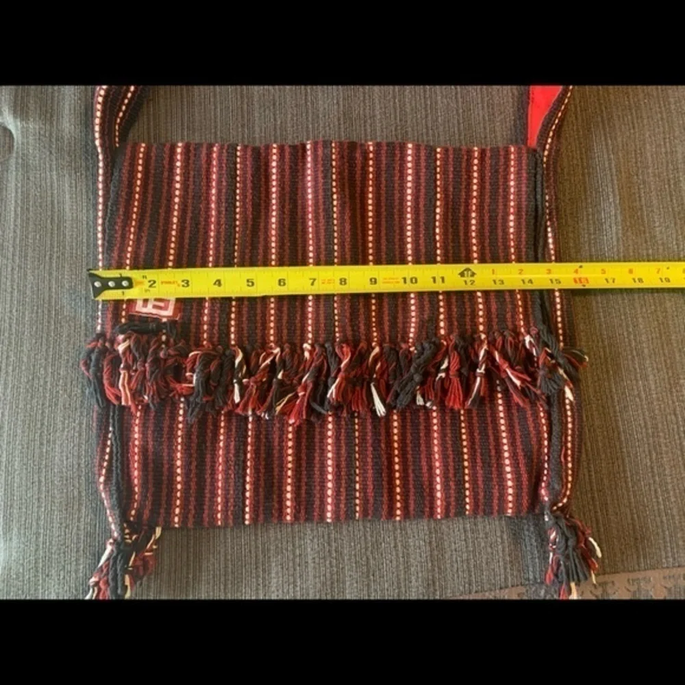 Vintage Hippie Boho Hobo Bag Tassels Red Black